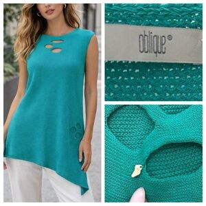 Oblique creations Teal Sleeveless Asymmetrical Top Size 0 - 51481